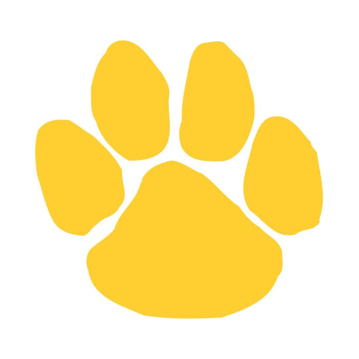 Yellow Mascot Paw Print Temporary Tattoo 2 in x 2 in