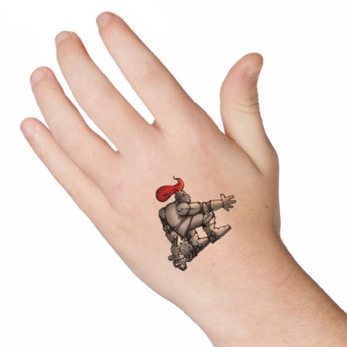 Knight with Mace Temporary Tattoo 2 in x 2 in