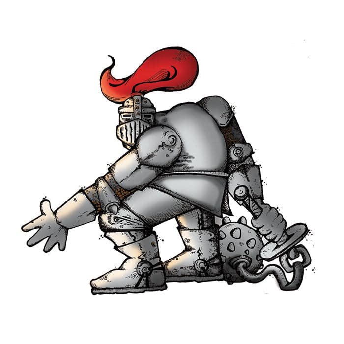 Knight with Mace Temporary Tattoo 2 in x 2 in