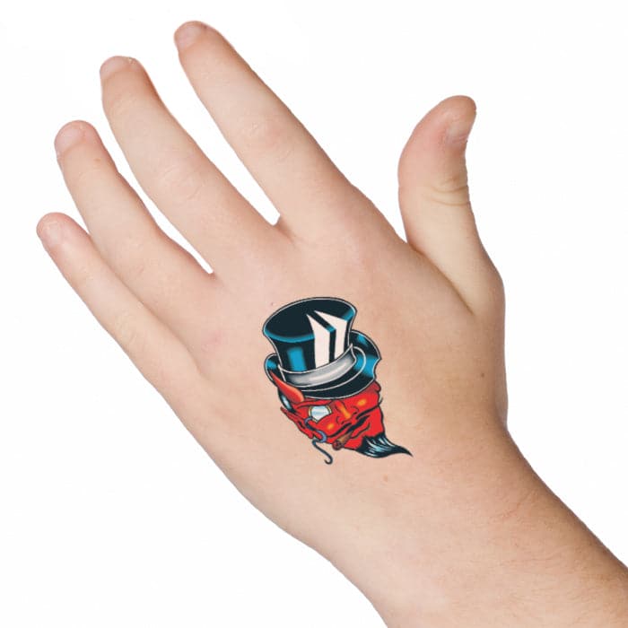 Small Devil with Top Hat Temporary Tattoo 2 in x 2 in
