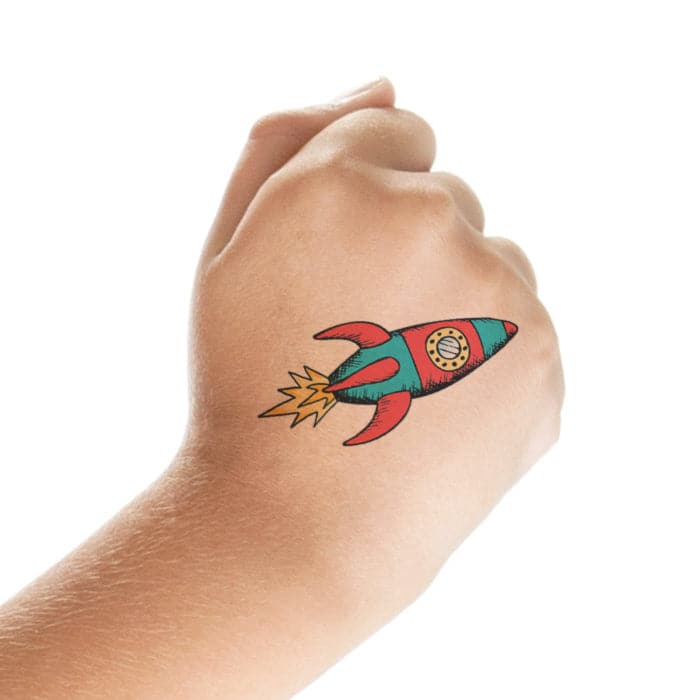 Rocketship Temporary Tattoo 2 in x 2 in
