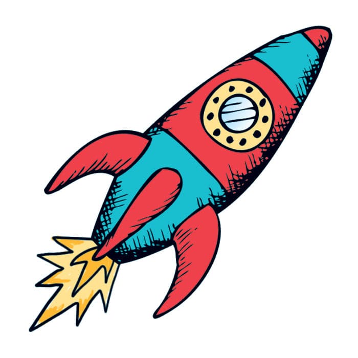 Rocketship Temporary Tattoo 2 in x 2 in