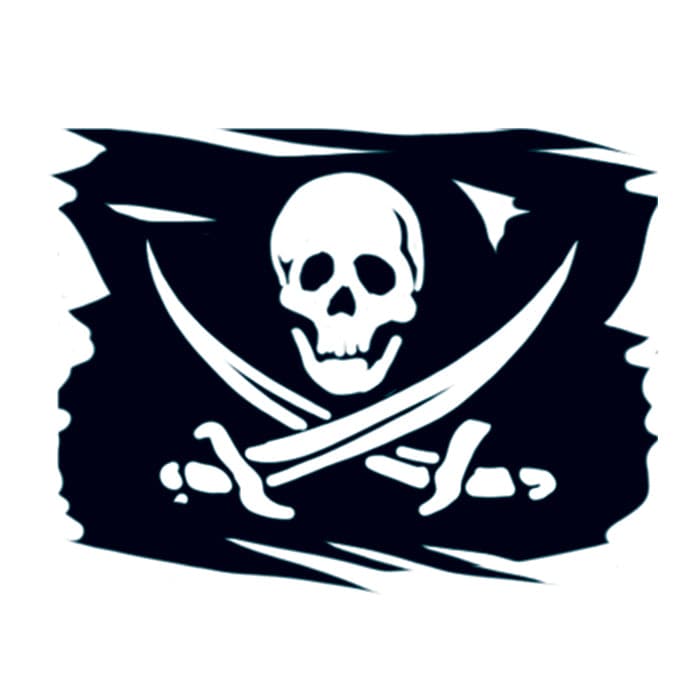 Pirate Flag Temporary Tattoo 2 in x 2 in