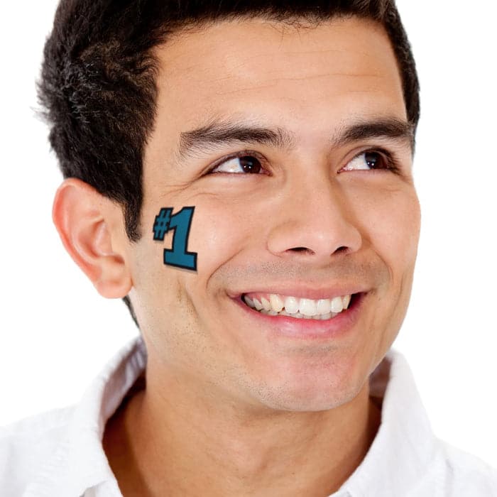 Blue #1 Temporary Tattoo 2 in x 2 in