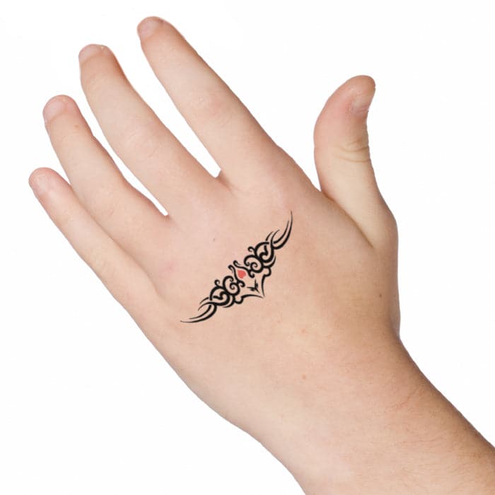 Dual Tribal Hearts Temporary Tattoo 2 in x 2 in