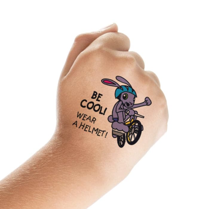 Wear A Helmet Temporary Tattoo 2 in x 2 in