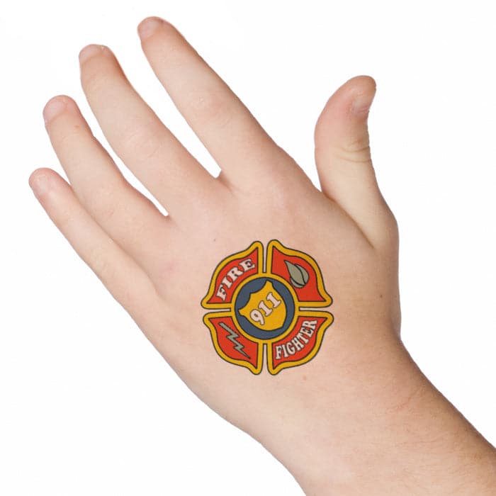 Firefighter Patch Temporary Tattoo 2 in x 2 in