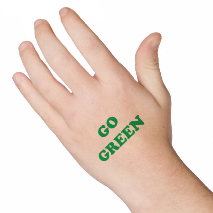 Go Green Text Temporary Tattoo 2 in x 2 in