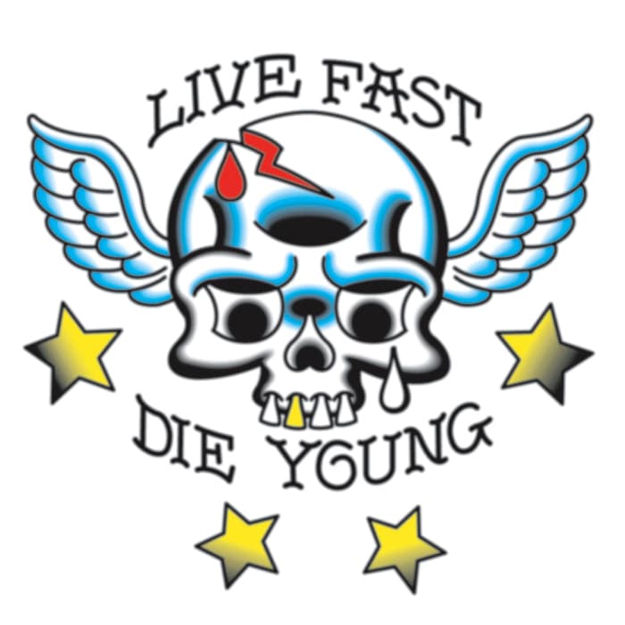 Live Fast Die Young Temporary Tattoo 3 in x 3 in