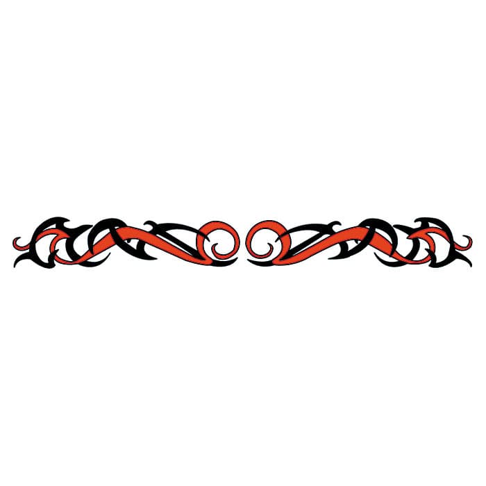 Red & Black Tribal Armband Temporary Tattoo 9 in x 1.5 in