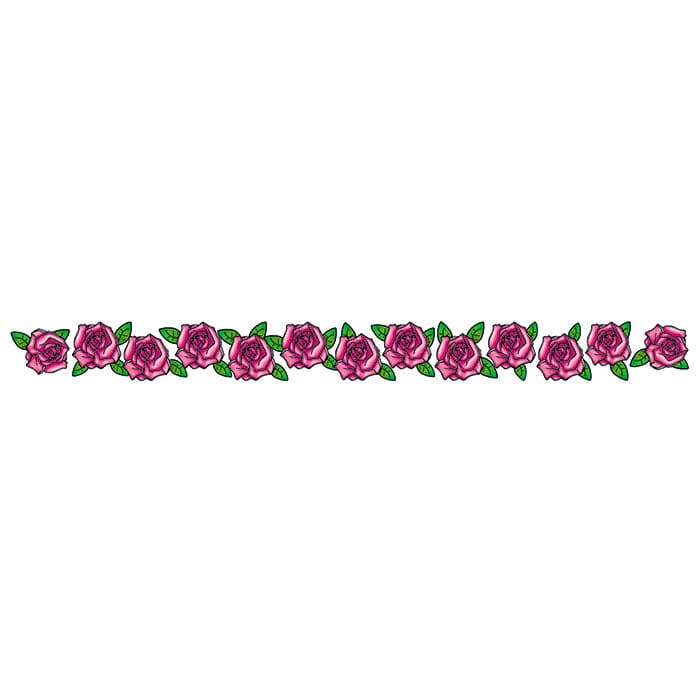 Band of Pink Roses Temporary Tattoo 9 in x 1.5 in