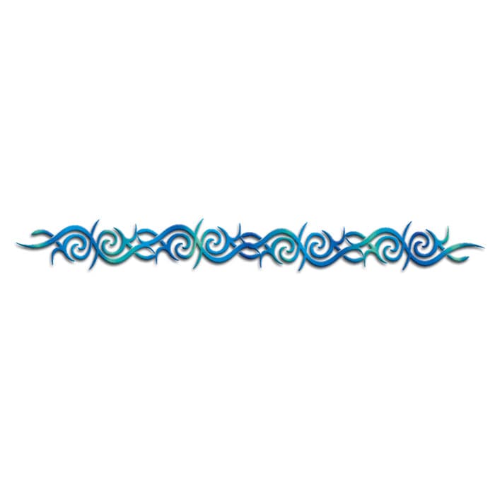 Blue Tribal Band Temporary Tattoo 9 in x 1.5 in