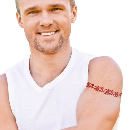 Red Tribal Band Temporary Tattoo 9 in x 1.5 in