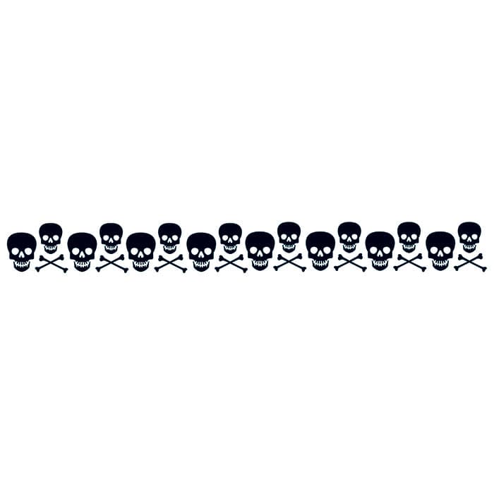 Skull and Crossbones Band Temporary Tattoo 9 in x 1.5 in