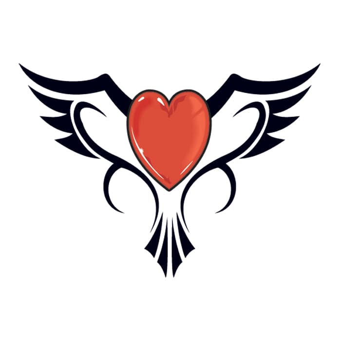 Bird Heart Temporary Tattoo 2 in x 1.5 in