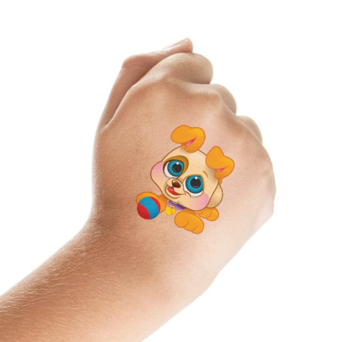 Adorable Puppy Temporary Tattoo 2 in x 1.5 in