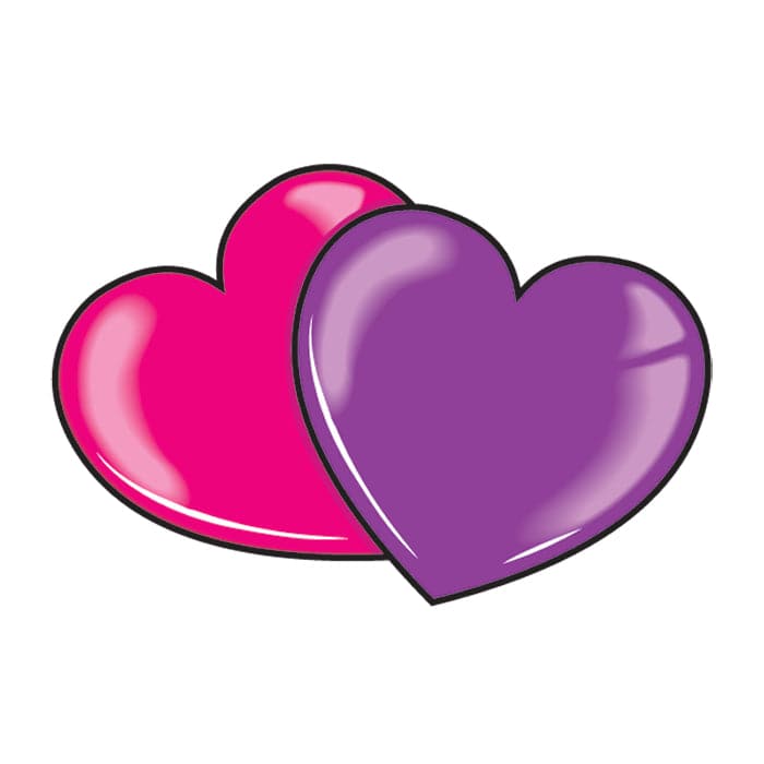 Pink and Purple Hearts Temporary Tattoo 2 in x 1.5 in