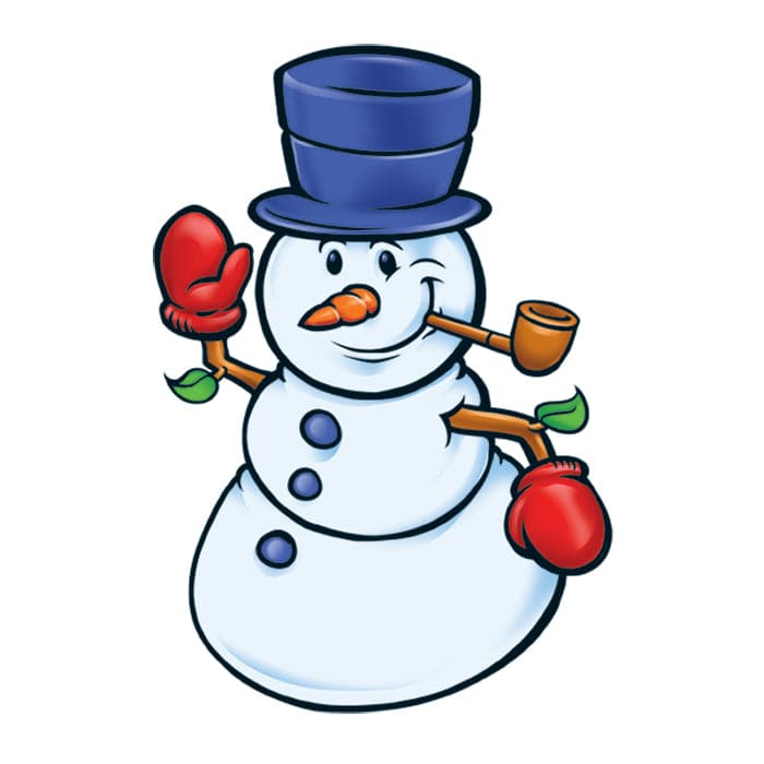 Happy Snowman Temporary Tattoo 2 in x 1.5 in