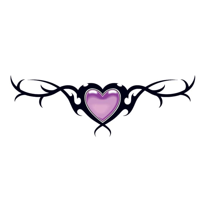 Tribal Purple Heart Temporary Tattoo 2.5 in x 1.5 in