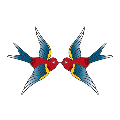 Vintage Swallows Temporary Tattoo 2 in x 1.5 in