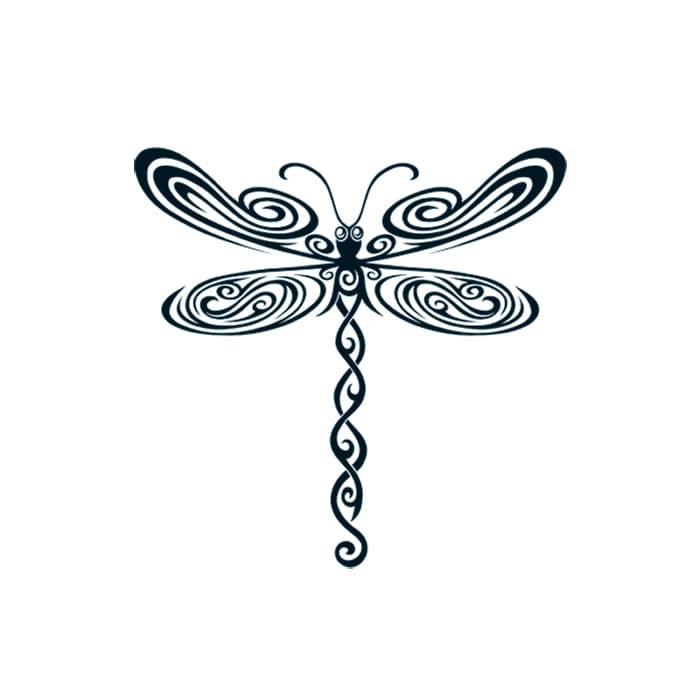 Black Tribal Dragonfly Temporary Tattoo 2 in x 1.5 in