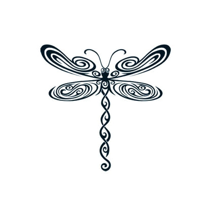 Black Tribal Dragonfly Temporary Tattoo 2 in x 1.5 in