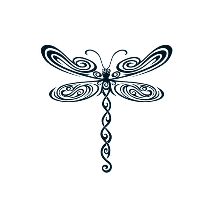 Black Tribal Dragonfly Temporary Tattoo 2 in x 1.5 in
