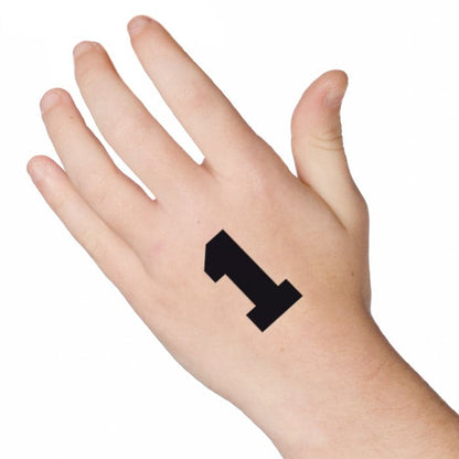 Number 1 Temporary Tattoo 2 in x 1.5 in