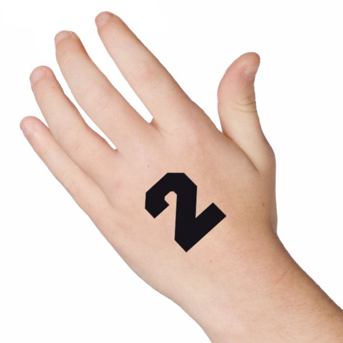 Number 2 Temporary Tattoo 2 in x 1.5 in