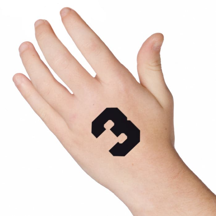 Number 3 Temporary Tattoo 2 in x 1.5 in