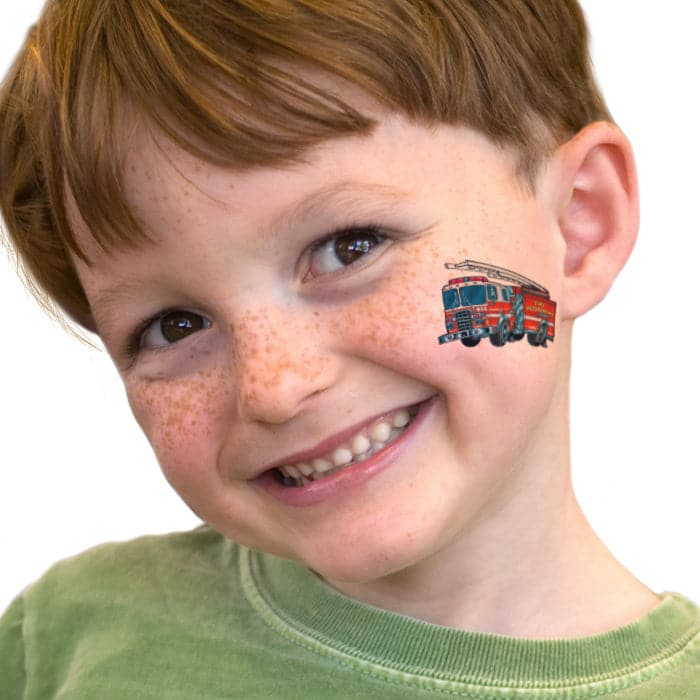 Fire Engine Temporary Tattoo 2 in x 1.5 in