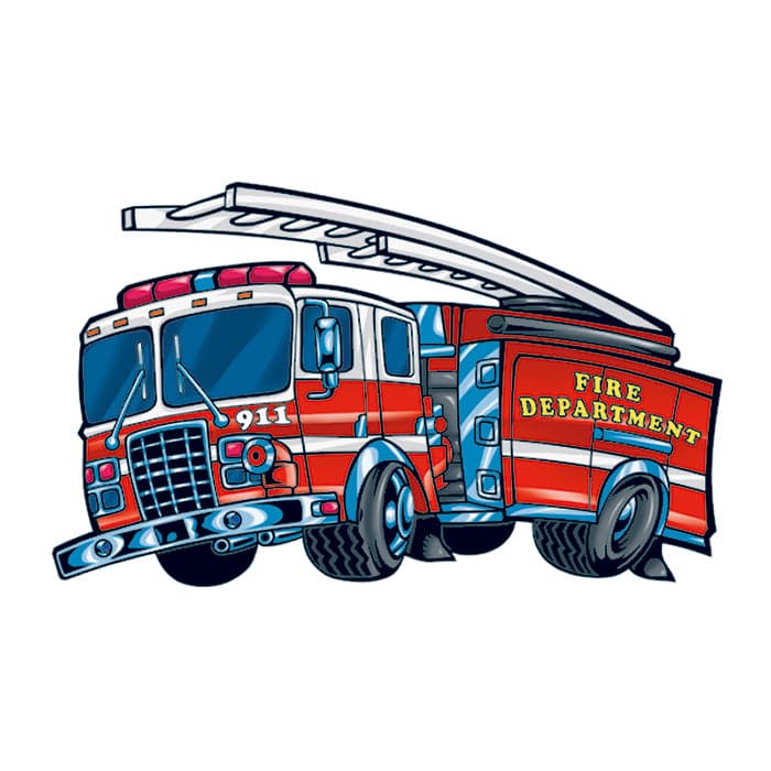 Fire Engine Temporary Tattoo 2 in x 1.5 in