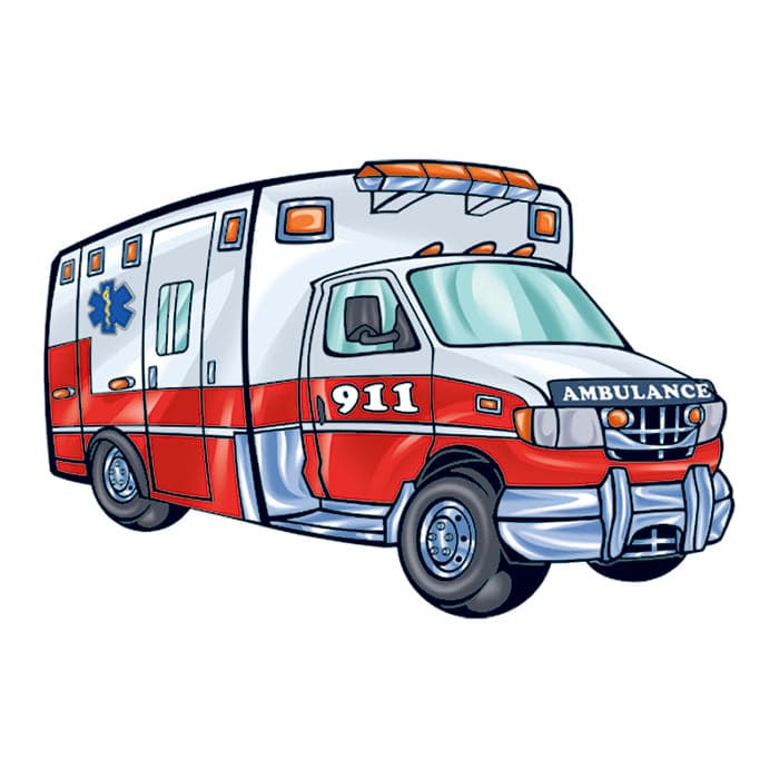 Ambulance Temporary Tattoo 2 in x 1.5 in