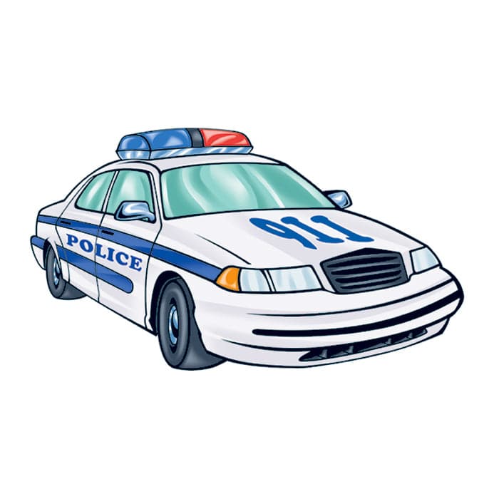 Police Car Temporary Tattoo 2 in x 1.5 in