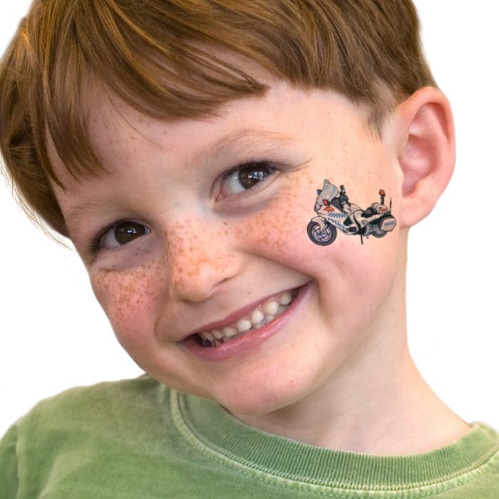 Police Motorcycle Temporary Tattoo 2 in x 1.5 in