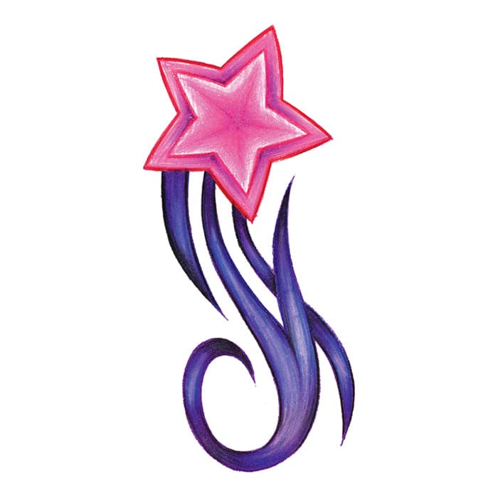 Shooting Star Temporary Tattoo 2.5 in x 1.5 in