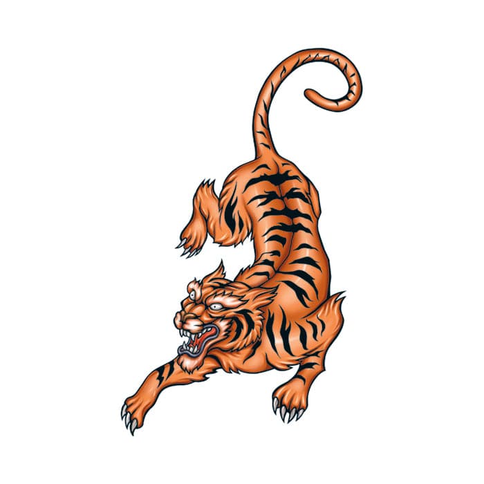 Pouncing Tiger Temporary Tattoo 2.5 in x 1.5 in