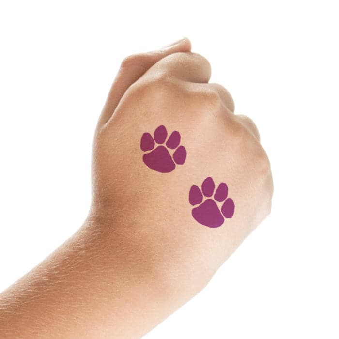 Two Purple Paws Temporary Tattoo 2 in x 1.5 in