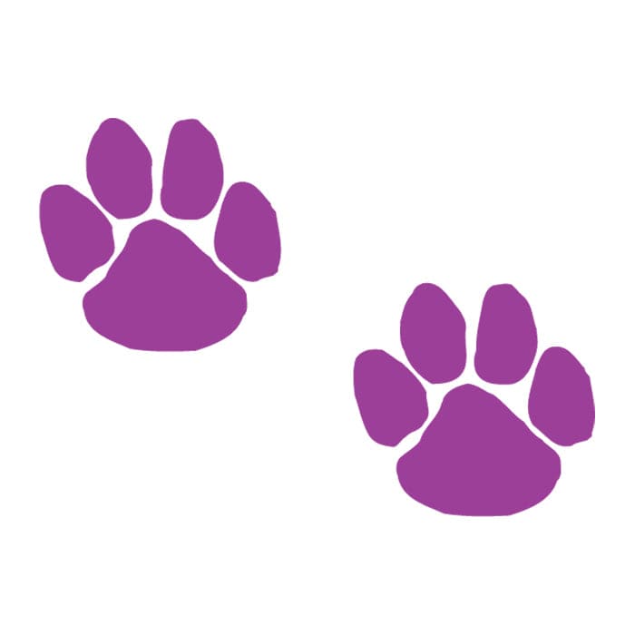 Two Purple Paws Temporary Tattoo 2 in x 1.5 in
