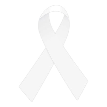 White Awareness Ribbon Temporary Tattoo 2.5 in x 1.5 in