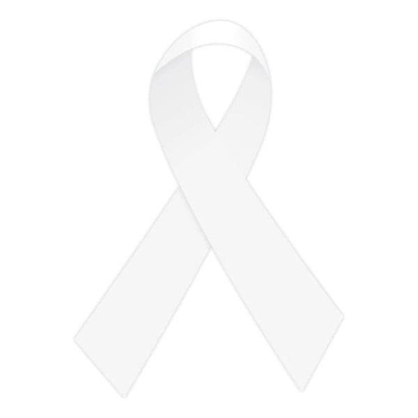 White Awareness Ribbon Temporary Tattoo 2.5 in x 1.5 in