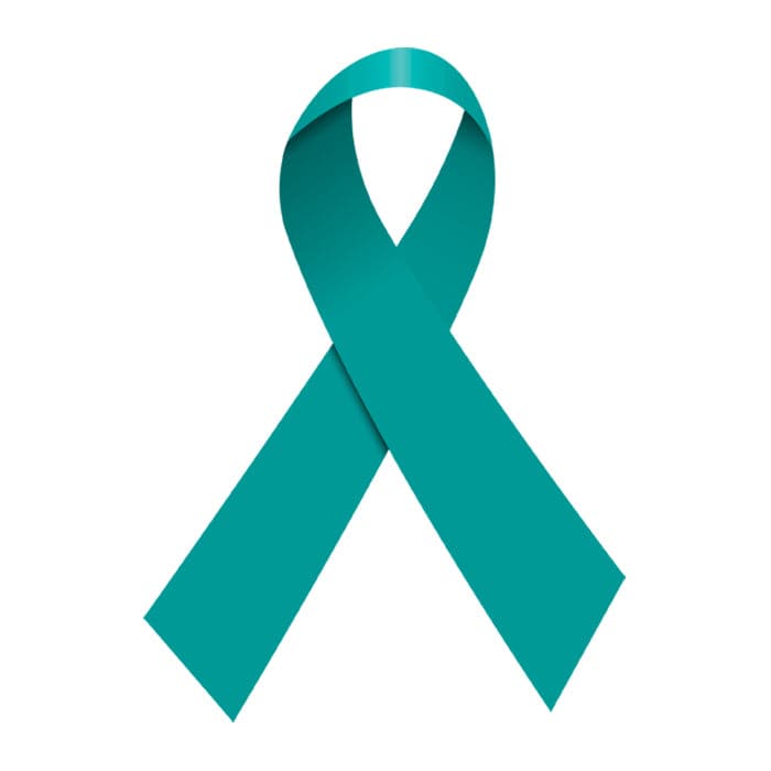 Teal Ribbon Temporary Tattoo 2 in x 1.5 in