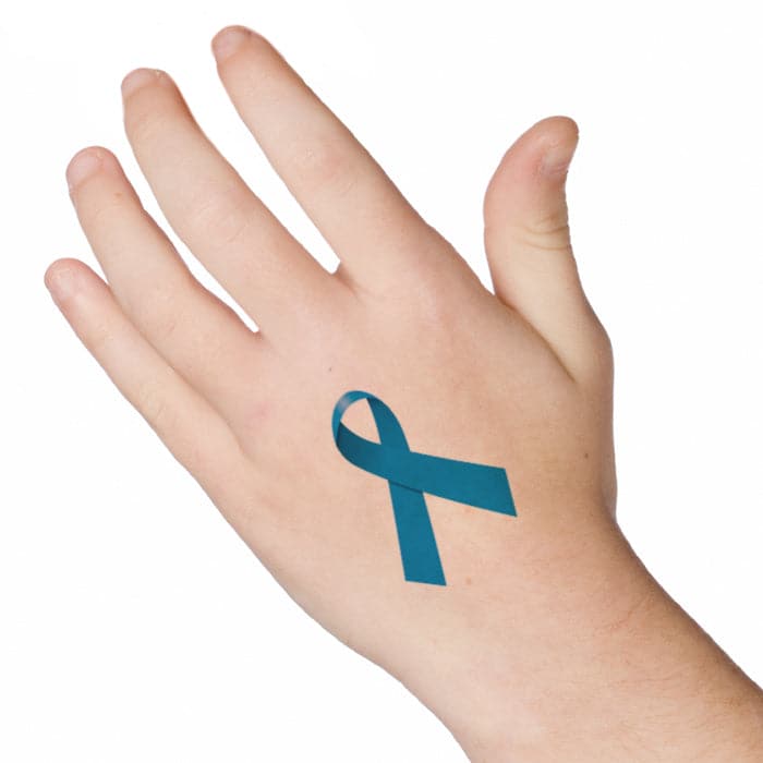 Blue Awareness Ribbon Temporary Tattoo 1.5 in x 2 in