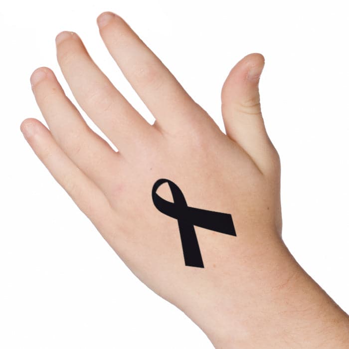 Black Awareness Ribbons Temporary Tattoo 2 in x 1.5 in