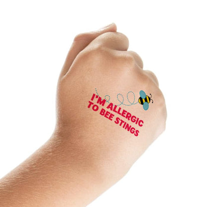 Bee Sting Allergy Temporary Tattoo 2 in x 2 in