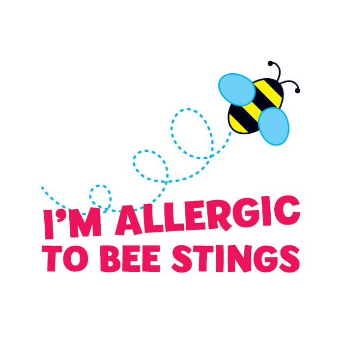 Bee Sting Allergy Temporary Tattoo 2 in x 2 in