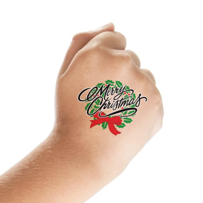 Christmas Joy Set of Temporary Tattoos 6 in x 4.5 in