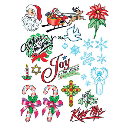 Christmas Joy Set of Temporary Tattoos 6 in x 4.5 in