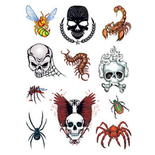 Skulls and Bugs Set of Temporary Tattoos 6 in x 4.5 in