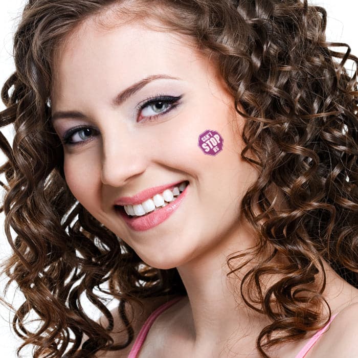 Go Team Purple Set of Sports Temporary Tattoo 6 in x 4.5 in